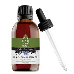 Black Seed Cumin Oil, 100% Pure, Natural, Cold Pressed, Rich in Omega-3 & Omega-6 fatty acids & Polyphenols Premium Grade, For Skin, Nails & Hair, an excellent Antioxidant
