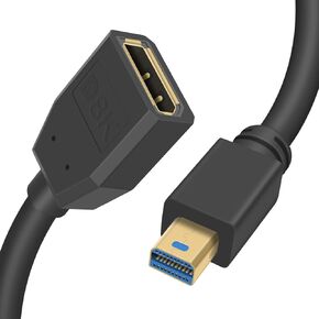 Duttek Right Angled DisplayPort Female to Mini DisplayPort Male Extension Cable1.4, Bi-Directional Transmission Mini DisplayPort to DisplayPort 8K Cable for Laptop PC TV Gaming Monitor. 1Ft/30cm