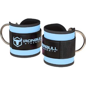 أحزمة الكاحل Iron Bull Strength لآلات الكابلات (زوج) - حلقة مزدوجة على شكل حرف D، قابلة للتعديل بالكامل، من النيوبرين المريح المسامي - للساقين والأرداف وتمارين البطن والوركين - تناسب النساء والرجال