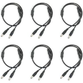 6 Pack Dc Power Supply 1 Female to 2 Male 5.5Mm X 2.1Mm Jack Camera Cable Barrel Plug Y Splitter Adapter Wire for CCTV Cameras Led Light Strip and More(lkelyonewy)