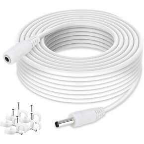 DC Power Extension Cable 33ft 1.35mm x 3.5mm Compatible with 5V DC Adapter Cord for CCTV Security Camera IP Camera Standalone DVR (33ft DC3.5mm Plug White)