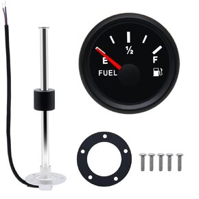 KAOLALI 240~33ohm Marine Fuel Sending Unit 250mm Stainless Steel Fuel Gas Tank Sender + Electric Fuel Level Gauge 52mm Fuel Meter