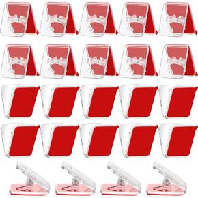 Self Adhesive Wall Clips Shower Curtain Photo Clips for Paper Flag Hanger Double-Sided Spring for Teachers, Poster Home Office Rope(Clear,12 Pieces)