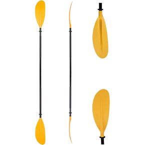 Boat Portable Yellow Oars Paddleboard Kayaks Paddles Heavy Duty Aluminum Shaft and Polyethylene Nylon Blades Adjustable Holes Lock for Surfing Beginner
