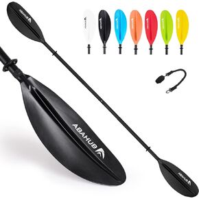 Abahub 1 x Kayak Paddles, 90.5 Inches Kayaking Oars for Boating, Canoeing with Free Paddle Leash, Aluminum Alloy Shaft Black/Blue/Green/Orange/Yellow Plastic Blades