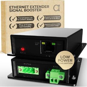 Ethernet Range Extender 600m 2000ft Over Twisted UTP kit or BNC Cable or Copper Wire - Compatible with Any Ethernet Device - LAN Distance Repeater Booster Bridge - BNC to 2PIN adapters in Set