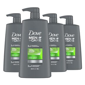 DOVE MEN + CARE 2 in 1 Shampoo and Conditioner Fresh and Clean 4 Count Fortifies Hair Helps Strengthen Hair 25.4 oz