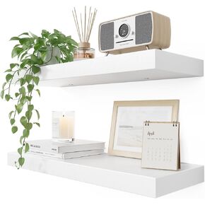 AMADA HOMEFURNISHING أرفف عائمة من خشب الصنوبر، أرفف حائط من الصنوبر الصلب مع دعامات معززة من قطعة واحدة للمطبخ/الحمام/غرفة النوم/غرفة المعيشة/التخزين المكتبي، أرفف لديكور جدار الغرفة، AMFS30WN in Kuwait