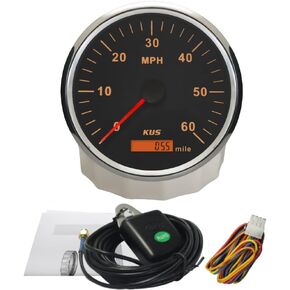 Kus Waterproof 60MPH GPS Speedometer Gauge Kit Odometer with GPS Antenna for Boat Truck Auto Trailer Car Yacht Vessel 110mm 12 24 Volt