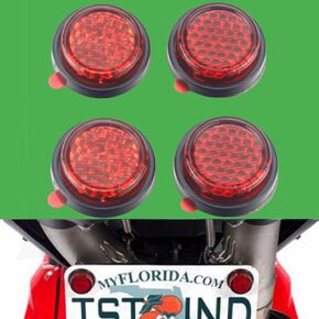 4Pcs Red Plastic Universal Screw Mount Reflective Warning Reflector for Motorcycle Bike License Plate Bolts,Round Reflective Fasteners Safety Anticollision (Bolts Style)