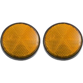 X AUTOHAUX 2 Pcs 56mm Green Plastic Universal Round Reflective Warning Reflector with Adhesive Tape for Motorcycle Bike