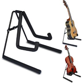 5 CORE Ukulele Stand Black A Frame Holder | Lightweight Floor Stand for Uku, Mini Guitar, Banjo, Mandolin, Violin, Black | Anti-Slippery Base | Premium Thick Sponge Padded Arms Metal Body - GSS UKU