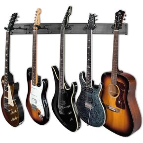 Levy's Leathers Wall Mounted 5-Space Slatwall Guitar Hanger Black (LVY-SLATSTRIPHNGR5-BLK)