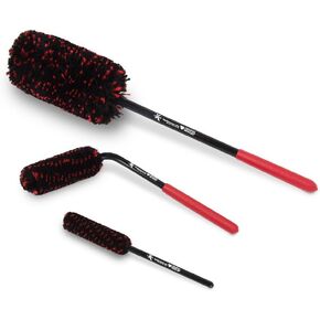 Liquid X Original Wheel Woolies Brushes 3 Piece Kit - Includes Angled Caliper Spoke Brush - USA Made - Black - New & Improved (Brushes + Wheel Cleaner)
