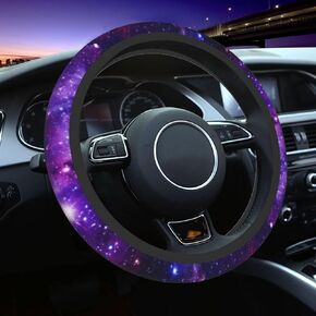 Paw Prints Steering Wheel Cover for Women Men, 15 Inches Purple Galaxy Neoprene Anti-Slip Cute Universal Car Steering Wheel Grip Wrap Car Accessories Protective Case Cover for Vehicle Truck SUV