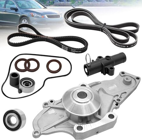 طقم حزام توقيت المحرك مع مضخة مياه متوافقة مع 2003-2018 Honda Accord Pilot Crosstour Odyssey Ridgeline Acura MDX RDX RL TL TSX ZDX Saturn Vue يستبدل TKH002 19200-RDV-J01 TCKWP329 in Kuwait