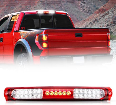 Fit for 1997-2003 Ford F-150 High Mount Brake Light Assembly LED 3rd Brake Lights Cargo Lamp Center Tail Light (Chrome Housing Red Lens) in Saudi Arabia