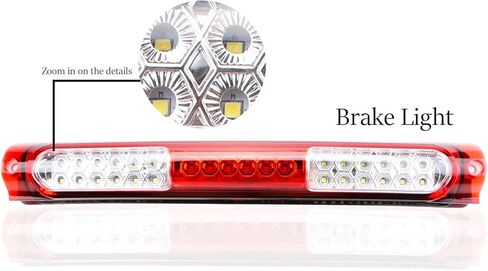 Fit for 1997-2003 Ford F-150 High Mount Brake Light Assembly LED 3rd Brake Lights Cargo Lamp Center Tail Light (Chrome Housing Red Lens) in Saudi Arabia