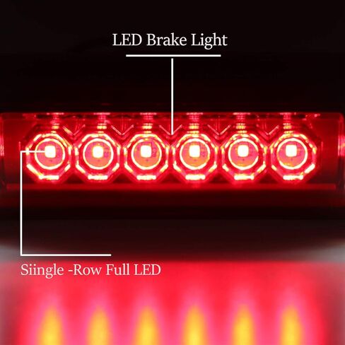 Fit for 1997-2003 Ford F-150 High Mount Brake Light Assembly LED 3rd Brake Lights Cargo Lamp Center Tail Light (Chrome Housing Red Lens) in Saudi Arabia