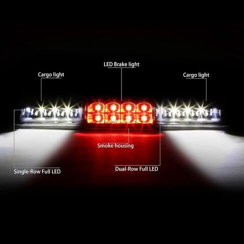 DNA MOTORING 3BL-GMC99-LED-BK-SM Black Housing LED Third Tail Brake Light [Compatible with 1999-2007 Silverado 1500-3500& Classic / 1999-2007 Sierra 1500-3500 & Classic] in Saudi Arabia