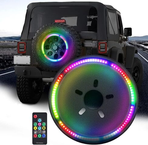 ضوء الفرامل الثالث RGB، مصابيح الإطارات الاحتياطية RGB مع وحدة تحكم عن بعد لاسلكية RF متوافقة مع جيب رانجلر JK JKU 2007-2018 in Kuwait