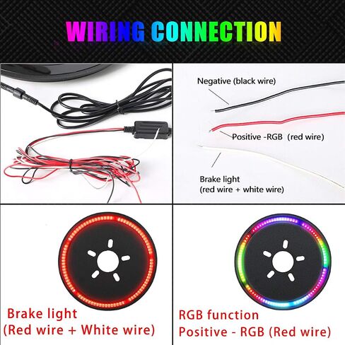ضوء الفرامل الثالث RGB، مصابيح الإطارات الاحتياطية RGB مع وحدة تحكم عن بعد لاسلكية RF متوافقة مع جيب رانجلر JK JKU 2007-2018 in Kuwait