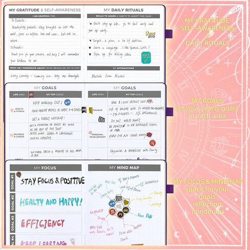 Ospelelf 2025 Leather Undated Daily Planner (5.5 x 8.5''), Weekly & Monthly Life Planner, Organizer Notebook & Productivity Journal. A5 Hardcover with Stickers(Pink) in Kuwait