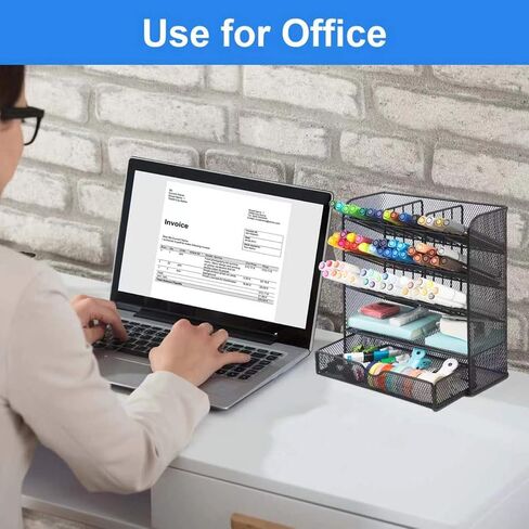 EASEPRES Metal Pen Organizer for Desk, Mesh Multi-Functional Art Supply Pencil Holder with 10 Compartments and 1 Drawer Organization Storage Accessories for Office Home School Workspace, Black in Saudi Arabia
