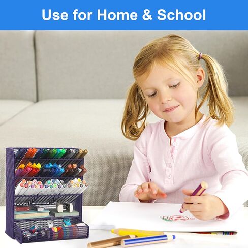 EASEPRES Metal Pen Organizer for Desk, Mesh Multi-Functional Art Supply Pencil Holder with 10 Compartments and 1 Drawer Organization Storage Accessories for Office Home School Workspace, Black in Saudi Arabia