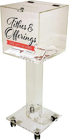 Kingdom Acrylic Collection/Suggestion Box with Lock and Keys, With Wheels for Easy Movement, Donation Box for Church, Ballot Box/Suggestion Box for Office or Home – Clear in Saudi Arabia