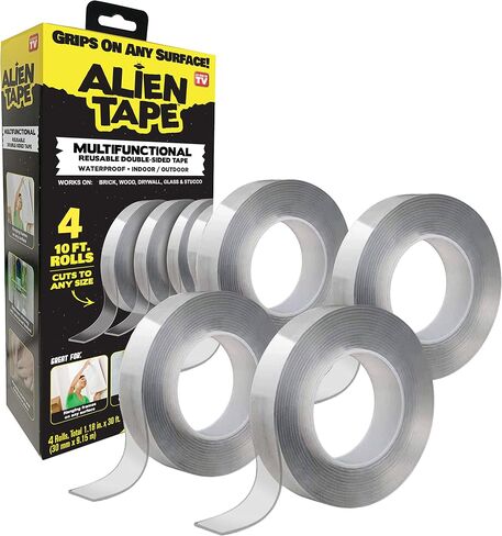 شريط Alientape 4 لفات نانو مزدوج الجوانب، مقابض شفافة لاصقة متعددة الأغراض وقابلة للإزالة - قابلة للغسل وقوية وشديدة التحمل لإطار صور السجاد ديكور كما يظهر على التلفزيون in Kuwait