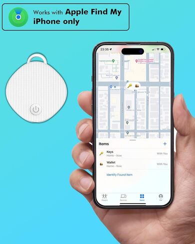 جهاز تعقب العلامات - جهاز تعقب مفاتيح بلوتوث يعمل مع Apple Find My APP (iOS14.6 وما فوق فقط) محدد موقع العناصر الذكية للأطفال والأمتعة والحيوانات الأليفة والمزيد، عبوة واحدة باللون الأسود in Saudi Arabia