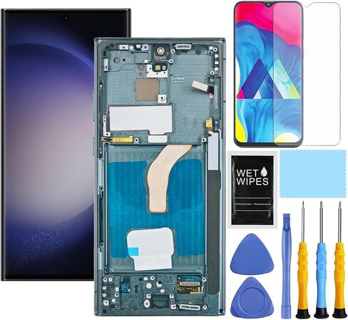 【 إصدار الولايات المتحدة】استبدال شاشة AMOLED لهاتف Samsung Galaxy S22 Ultra 5G مع طقم إطار لهاتف Samsung s22u SM-G908a SM-S908u S908w LCD مجموعة شاشة تعمل باللمس مع أدوات 6.8 بوصة أخضر in Saudi Arabia