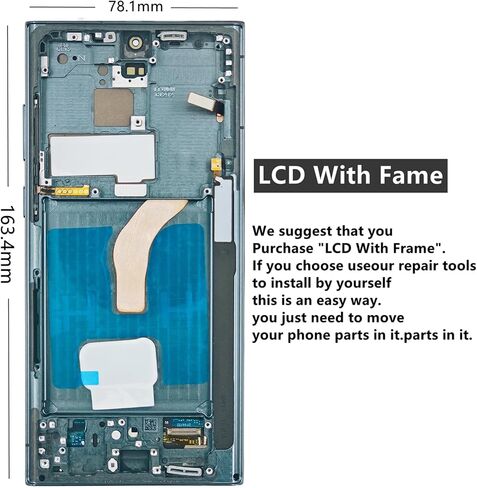 【 إصدار الولايات المتحدة】استبدال شاشة AMOLED لهاتف Samsung Galaxy S22 Ultra 5G مع طقم إطار لهاتف Samsung s22u SM-G908a SM-S908u S908w LCD مجموعة شاشة تعمل باللمس مع أدوات 6.8 بوصة أخضر in Saudi Arabia