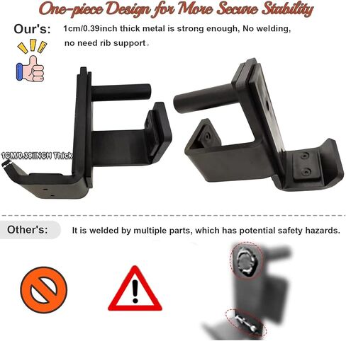 J Hooks for Power Rack 3x3 J Cups for Squat Rack with Nylon Anti-Slip Pad 0.39Inch Thick Solid Steel -1500lbs Capacity for Weightlifting, Strength Training Power Cage Attachment in Kuwait