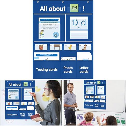 KIKIGOAL ALL About Letter Pocket Chart، الحروف الأبجدية، تتبع النشاط، مخطط جيب للكلمات لتعلم الحروف الأبجدية والأناشيد والكلمات - مرحلة ما قبل المدرسة ورياض الأطفال والمدرسة المنزلية التي يجب أن تمتلكها in Kuwait