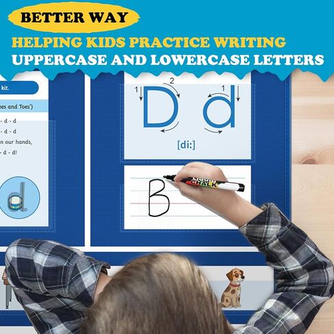 KIKIGOAL ALL About Letter Pocket Chart، الحروف الأبجدية، تتبع النشاط، مخطط جيب للكلمات لتعلم الحروف الأبجدية والأناشيد والكلمات - مرحلة ما قبل المدرسة ورياض الأطفال والمدرسة المنزلية التي يجب أن تمتلكها in Kuwait