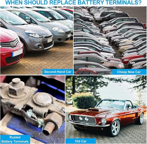 Car Battery Terminal Clamps Connectors Battery Cable Terminal Positive Negative Auto Battery Cable Terminal Top Post with Plastic Cover For Cars, Truck and Van (8 Pieces) in Saudi Arabia