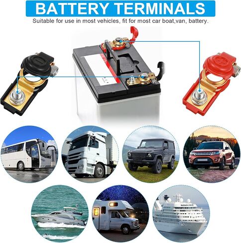 Car Battery Terminal Clamps Connectors Battery Cable Terminal Positive Negative Auto Battery Cable Terminal Top Post with Plastic Cover For Cars, Truck and Van (8 Pieces) in Saudi Arabia