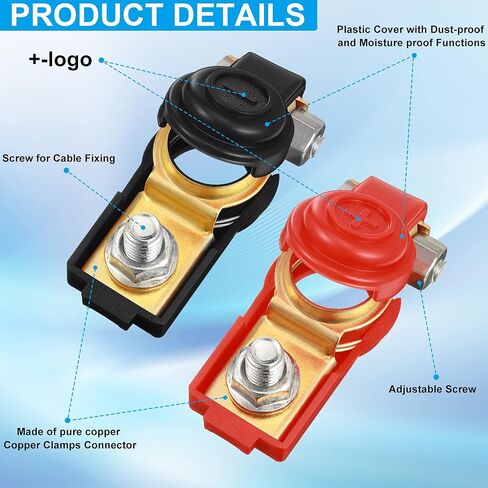Car Battery Terminal Clamps Connectors Battery Cable Terminal Positive Negative Auto Battery Cable Terminal Top Post with Plastic Cover For Cars, Truck and Van (8 Pieces) in Saudi Arabia