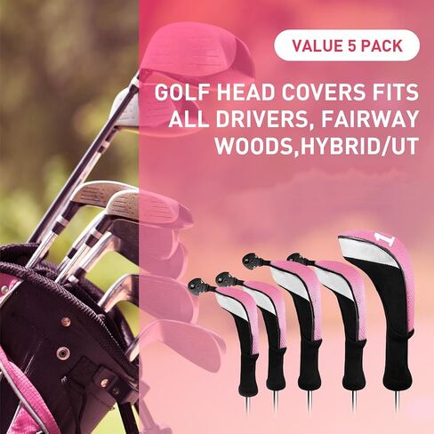 أغطية رأس نادي الجولف من FINGER TEN مجموعة Woods Driver Fairway Hybrid 3/4/5، أغطية الرأس للرجال 1 3 5 7 X علامة أرقام قابلة للتبديل، تناسب جميع الأندية الخشبية in Kuwait