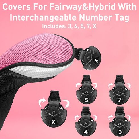 أغطية رأس نادي الجولف من FINGER TEN مجموعة Woods Driver Fairway Hybrid 3/4/5، أغطية الرأس للرجال 1 3 5 7 X علامة أرقام قابلة للتبديل، تناسب جميع الأندية الخشبية in Kuwait