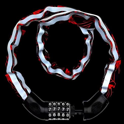 قفل سلسلة الدراجة، قفل سلسلة الدراجة شديد التحمل مضاد للسرقة، أقفال مهدئة، أقفال عاكسة مع مجموعات من 5 أرقام للدراجة، سكوتر، دراجة نارية، باب، بوابة، سياج، لوح التزلج، الدراجة الجبلية in Kuwait