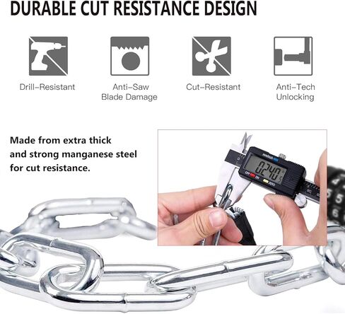 قفل سلسلة الدراجة، قفل سلسلة الدراجة شديد التحمل مضاد للسرقة، أقفال مهدئة، أقفال عاكسة مع مجموعات من 5 أرقام للدراجة، سكوتر، دراجة نارية، باب، بوابة، سياج، لوح التزلج، الدراجة الجبلية in Kuwait