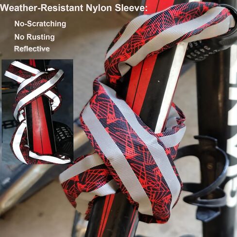 قفل سلسلة الدراجة، قفل سلسلة الدراجة شديد التحمل مضاد للسرقة، أقفال مهدئة، أقفال عاكسة مع مجموعات من 5 أرقام للدراجة، سكوتر، دراجة نارية، باب، بوابة، سياج، لوح التزلج، الدراجة الجبلية in Kuwait