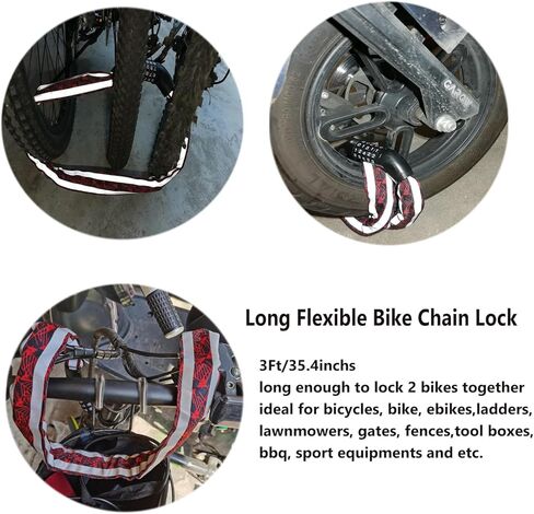 قفل سلسلة الدراجة، قفل سلسلة الدراجة شديد التحمل مضاد للسرقة، أقفال مهدئة، أقفال عاكسة مع مجموعات من 5 أرقام للدراجة، سكوتر، دراجة نارية، باب، بوابة، سياج، لوح التزلج، الدراجة الجبلية in Kuwait