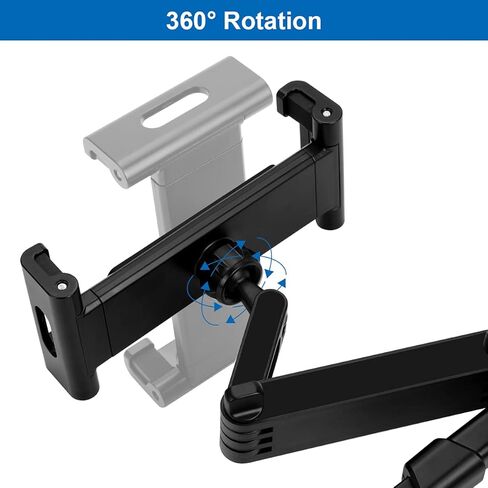 حامل مسند رأس السيارة ELZO، حامل تابلت قابل للتعديل 360 درجة للأجهزة مقاس 5.5 بوصة - 12.9 بوصة، أسود in Kuwait
