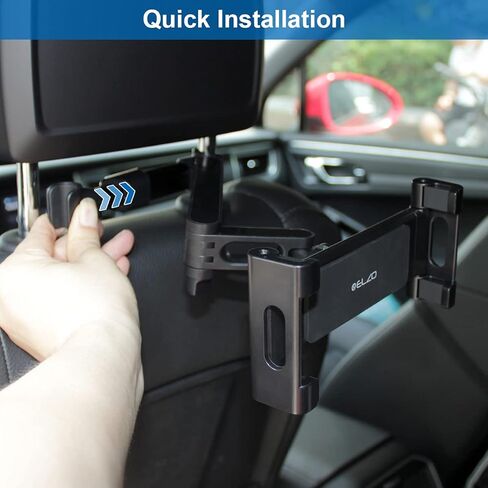 حامل مسند رأس السيارة ELZO، حامل تابلت قابل للتعديل 360 درجة للأجهزة مقاس 5.5 بوصة - 12.9 بوصة، أسود in Kuwait