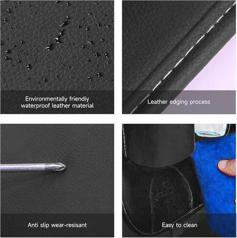 عبوتان من منظم المقعد الخلفي للسيارة مع صينية طاولة قابلة للطي، منظم المقعد الخلفي للسيارة من جلد البولي يوريثان للأطفال لتخزين الألعاب مع جيب حامل طاولة طعام قابل للطي مع حامل كمبيوتر لوحي بشاشة تعمل باللمس (أسود) in Kuwait