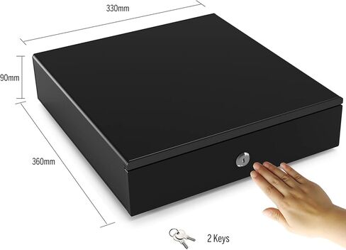 درج نقود 14 بوصة، فولاذ ثقيل، صينية 4 أوراق نقدية و4 عملات معدنية - قفل مفتوح بمفتاح، فتح يدوي بالدفع in Kuwait